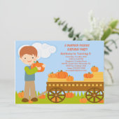 Invitation Wagon Citrouille Picking Anniversaire Fête Invitat (Debout devant)