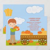 Invitation Wagon Citrouille Picking Anniversaire Fête Invitat (Devant / Derrière)