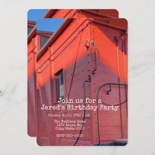 Invitation Wagon de queue rouge (Devant / Derrière)