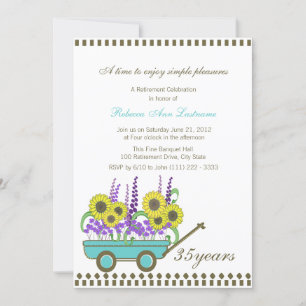 Invitation Wagon de retraite plein de fleurs