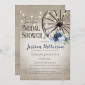 Invitation Wagon Wheel et éclaire Rustic Barn Wood (Devant / Derrière)
