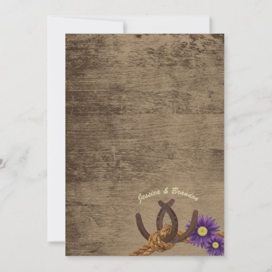 Invitation Wagon Wheel et Mariage campagnard en bois de grang (Dos)