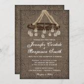 Invitation Wagon Wheel Mason Jar Chandelier Mariage Invite (Devant / Derrière)