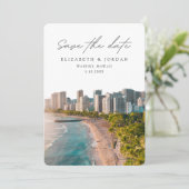 Invitation Waikiki Enregistrer la date Hawaii Mariage (Debout devant)