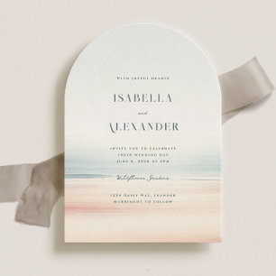 Invitation Wailea Aquarelle Minimaliste Elégant Mariage Plage