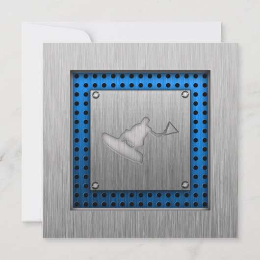 Invitation Wakeboarder à l'aspect métal brossé (Dos)