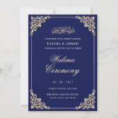 Invitation Walima Navy Bleu Mariage musulman islamique (Devant)