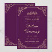 Invitation Walima Purple Gold Mariage musulman islamique (Devant / Derrière)