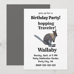 Invitation Wallaby Animal Wildlife Funny Anniversaire Party
