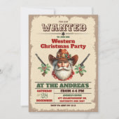 Invitation Wanted Cowboy Western Christmas Party (Devant)