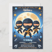 Invitation War Fight Boy Moon Ninja Guerrier 1er anniversaire (Devant)