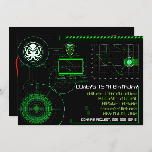 Invitation War Military Airsoft 5x7 (Devant / Derrière)