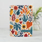 Invitation Warm Autumn Floral Folk Art Wedding (Debout devant)