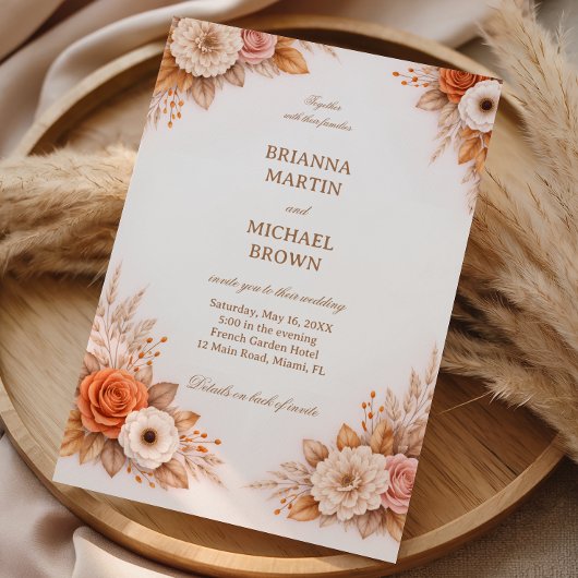 Invitation Warm Autumn Floral Frame