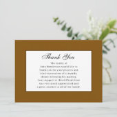 Invitation Warm Brown Simple Funeral Thank You Card (Debout devant)