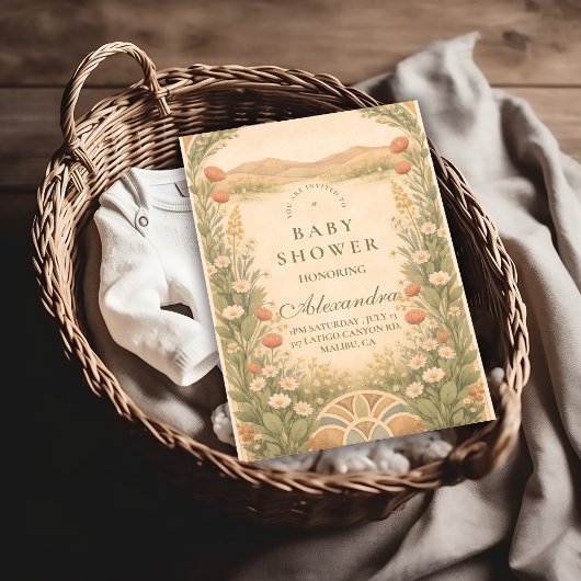 Invitation Warm Neutral Desert Botanicals Baby Shower