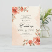 Invitation Warm Peach Blossom Frame Wedding (Debout devant)