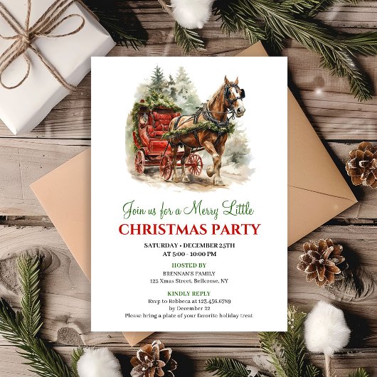Invitation Warm rustic winter scene Christmas party invite