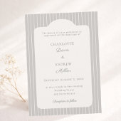 Invitation Warm silver ivory Pinstriped Wedding 