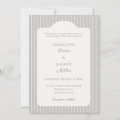 Invitation Warm silver ivory Pinstriped Wedding (Devant)