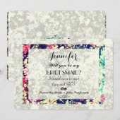 Invitation Washed Out & Multicolor élégant collage floral (Devant / Derrière)