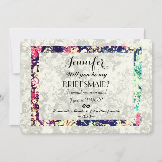 Invitation Washed Out & Multicolor élégant collage floral (Devant)