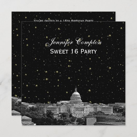 Invitation Washington DC Skyline Etch Starry do-it-yourself S (Devant / Derrière)