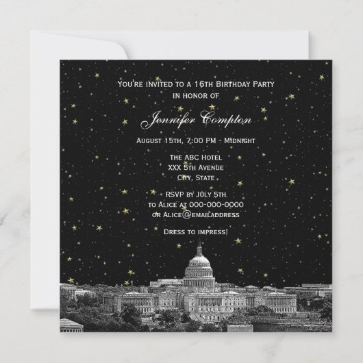 Invitation Washington DC Skyline Etch Starry do-it-yourself S (Dos)