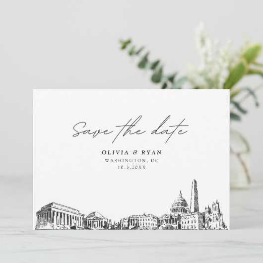 Invitation Washington DC Wedding Save the Date Modern (Debout devant)