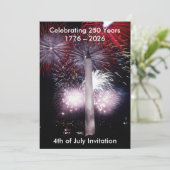Invitation Washington Monument 250 Years 4th of July Party (Debout devant)