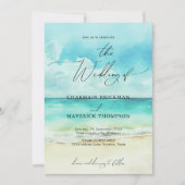 Invitation Water Color Ocean Beach Budget Mariage (Devant)