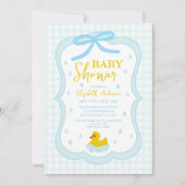 Invitation Water Droplets Gingham Boy Baby Shower (Devant)