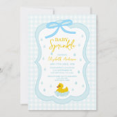 Invitation Water Droplets Gingham Boy Baby Sprinkle (Devant)