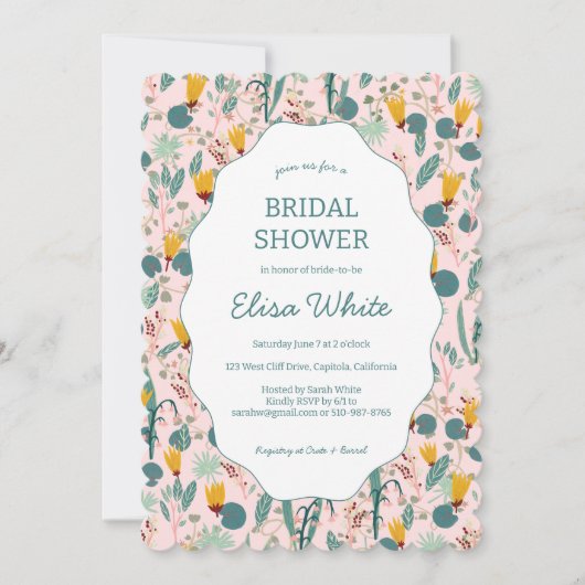 Invitation Water Garden Floral Bridal Shower Cute CUSTOM (Devant)