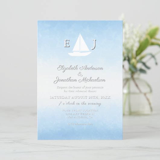 Invitation Water Meets Sky Watercolor Rehearsal Dinner (Debout devant)