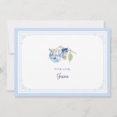 Invitation Watercol Floral Bleu rose Élégant Bridesmaid (Dos)