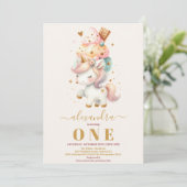 Invitation Watercolo Ice Cream Unicorn 1er Anniversaire Paste (Debout devant)