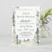 Invitation Watercolor Adventure Forest Pine Tree Baby shower (Debout devant)
