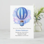 Invitation Watercolor Adventure Hot Air Balloon Baby shower (Debout devant)