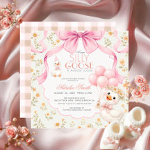 Watercolor All in One Silly Goose Bow Baby Shower 