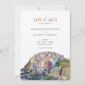 Invitation Watercolor Amalfi Coast Wedding Save The Date Card (Devant)