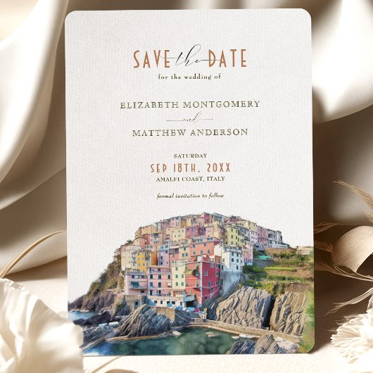 Invitation Watercolor Amalfi Coast Wedding Save The Date Card