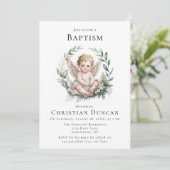 Invitation Watercolor Angel Wings Baptism (Debout devant)