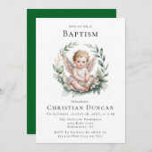 Invitation Watercolor Angel Wings Baptism (Devant / Derrière)