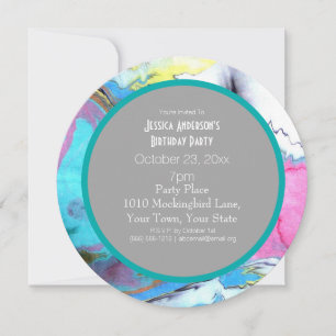 Invitation Watercolor Art Paint Anniversaire