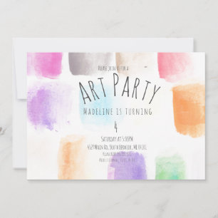 Invitation Watercolor Art Party Anniversaire Colorful Abstrai