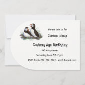 Invitation Watercolor art Puffin Bird Anniversaire (Dos)