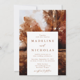 Invitation Watercolor Autumn Landscape Fall Wedding