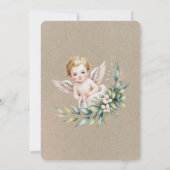Invitation Watercolor Baby Angel Feather Wings Baptism  (Dos)