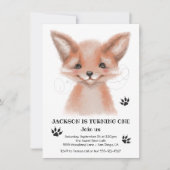 Invitation Watercolor Baby Fox fête d'anniversaire (Devant)